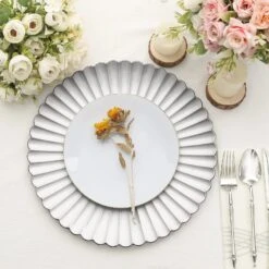 6 Round 13" Plastic Charger Plates With Scalloped Shell Design 37 6 Round 13" Plastic Charger Plates With Scalloped Shell Design -Optimal Home Decoration 6 pcs 13 scalloped shell pattern plastic serving plates 30869055701055