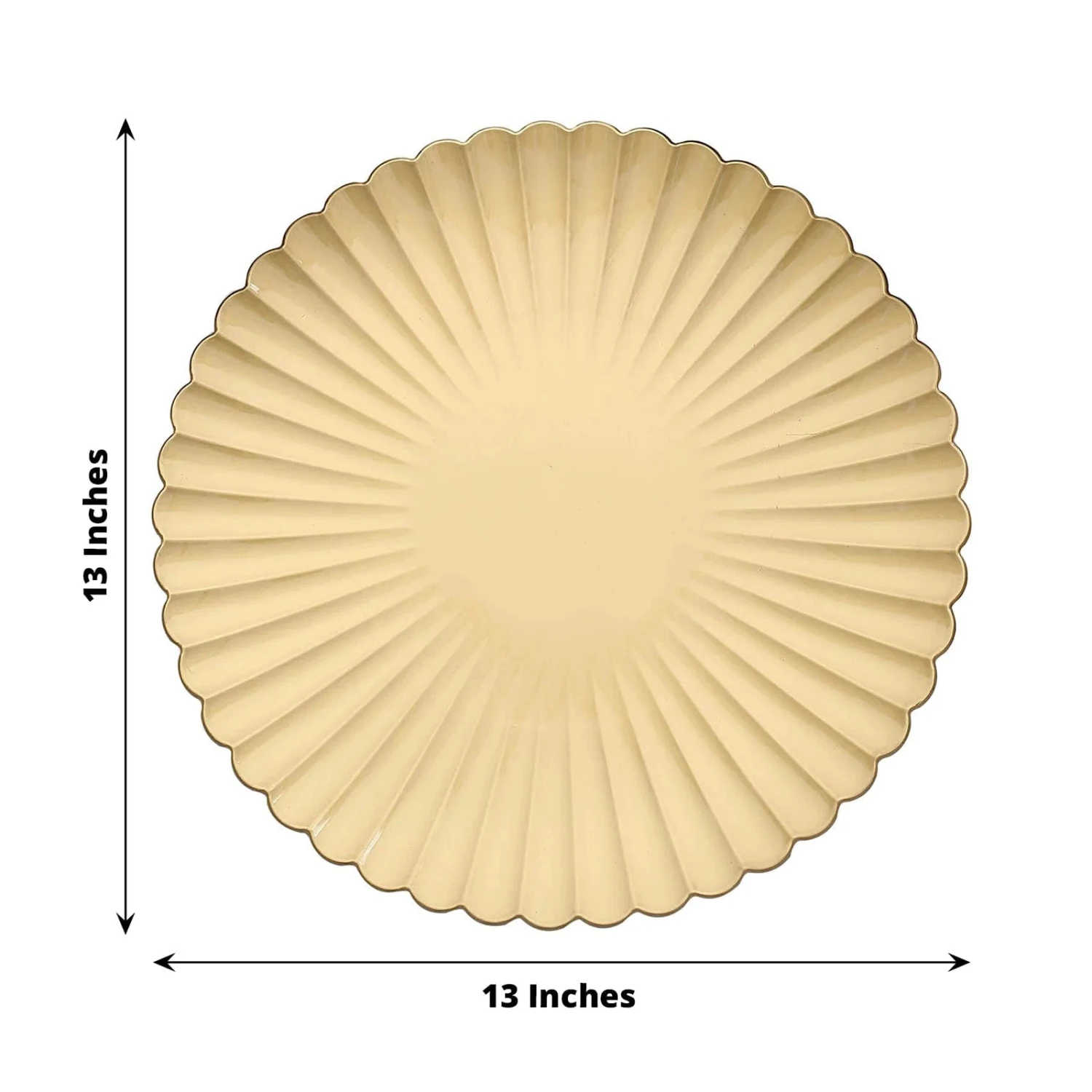 6 Round 13" Plastic Charger Plates With Scalloped Shell Design 4 6 Round 13" Plastic Charger Plates With Scalloped Shell Design - Image 2