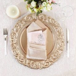 6 Pcs 14" Round Baroque Metallic Charger Plates 37 6 Pcs 14" Round Baroque Metallic Charger Plates -Optimal Home Decoration 6 pcs 14 round baroque metallic charger plates 28995467116607