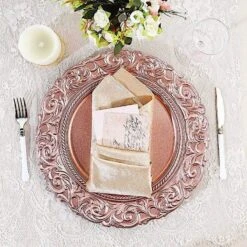 6 Pcs 14" Round Baroque Metallic Charger Plates 40 6 Pcs 14" Round Baroque Metallic Charger Plates -Optimal Home Decoration 6 pcs 14 round baroque metallic charger plates 28995467214911