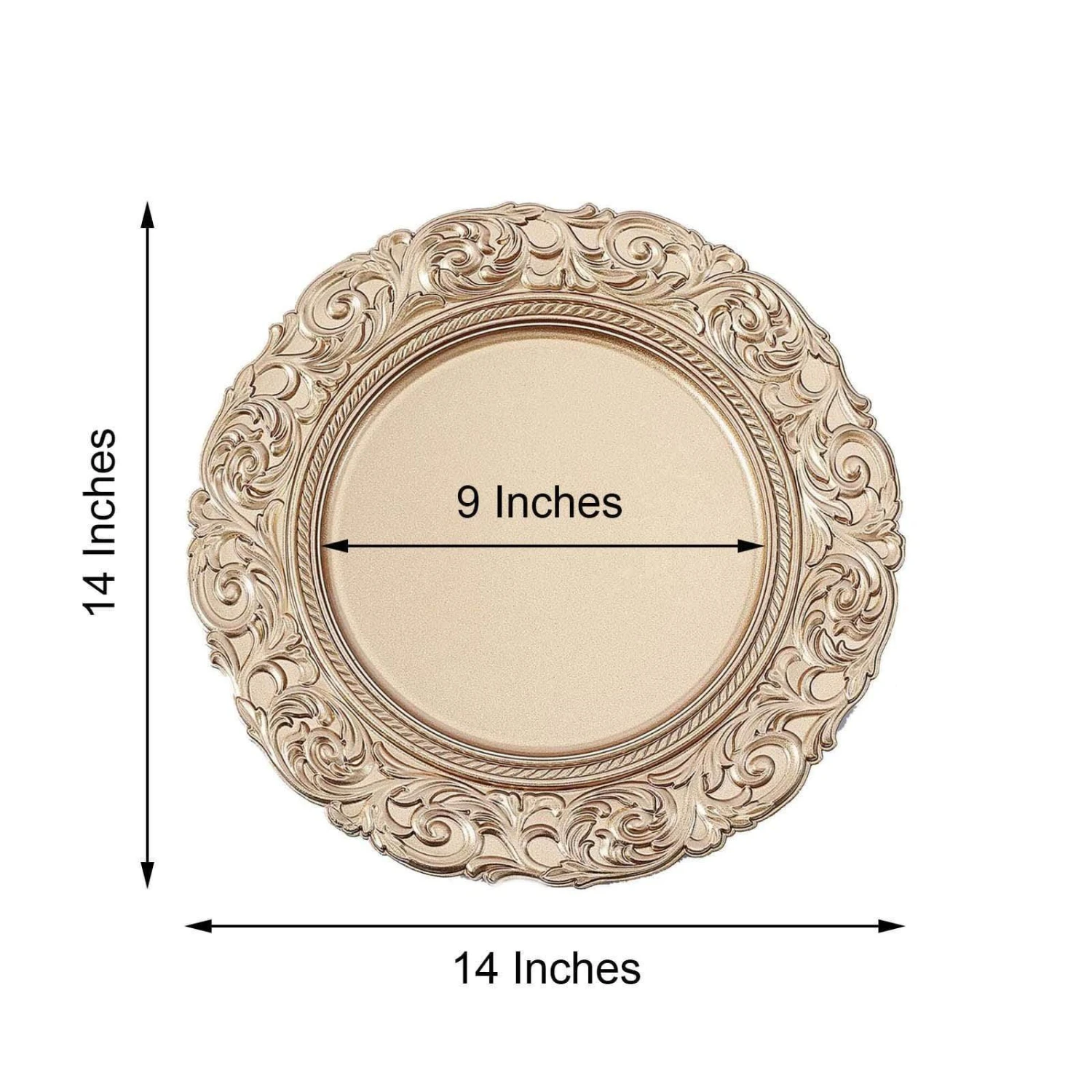 6 Pcs 14" Round Baroque Metallic Charger Plates 12 6 Pcs 14" Round Baroque Metallic Charger Plates - Image 10