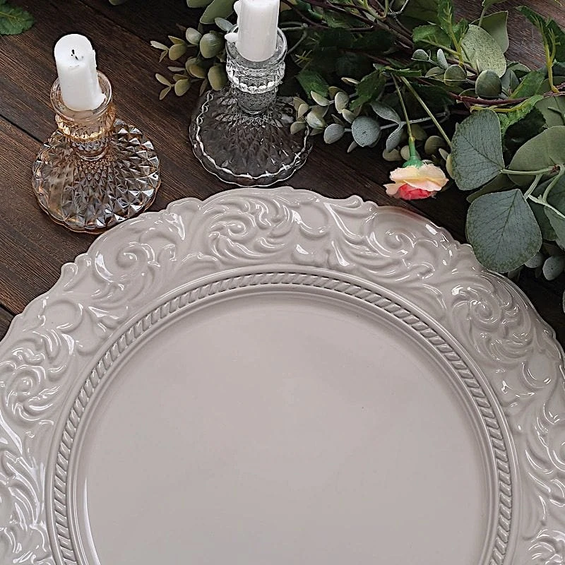 6 Pcs 14" Round Baroque Metallic Charger Plates 9 6 Pcs 14" Round Baroque Metallic Charger Plates - Image 7