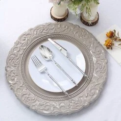 6 Pcs 14" Round Baroque Metallic Charger Plates 26 6 Pcs 14" Round Baroque Metallic Charger Plates -Optimal Home Decoration 6 pcs 14 round baroque metallic charger plates 30862094598207