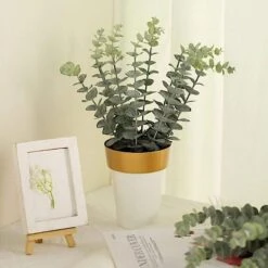 6 Artificial Eucalyptus 17" Bushes Faux Greenery Sprays - Frosted Green -Optimal Home Decoration 6 pcs 17 artificial eucalyptus bushes faux greenery spray frosted green arti grn 11 01 28641080672319