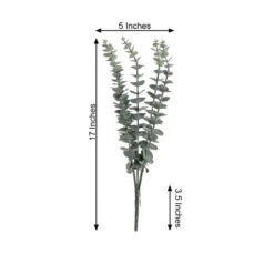 6 Artificial Eucalyptus 17" Bushes Faux Greenery Sprays - Frosted Green -Optimal Home Decoration 6 pcs 17 artificial eucalyptus bushes faux greenery spray frosted green arti grn 11 01 28641080803391