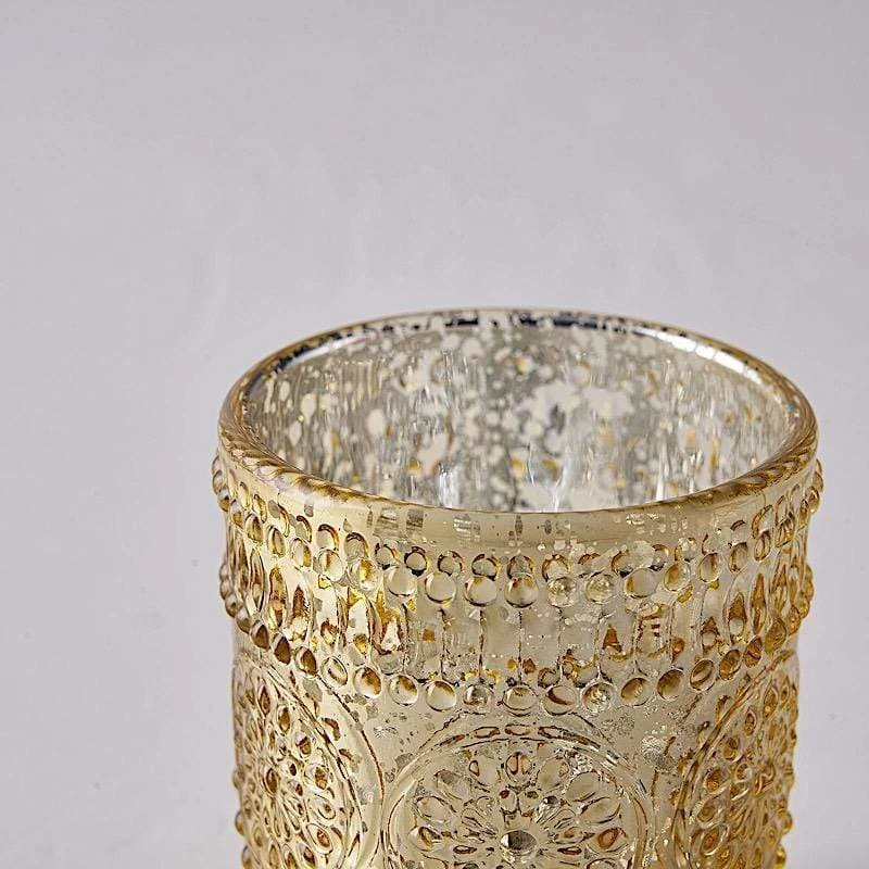 6 Pcs 2.5" Mercury Glass Votive Candle Holders With Primrose Design 5 6 Pcs 2.5" Mercury Glass Votive Candle Holders With Primrose Design - Image 3