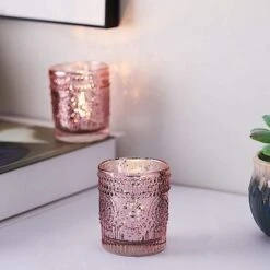 6 Pcs 2.5" Mercury Glass Votive Candle Holders With Primrose Design 33 6 Pcs 2.5" Mercury Glass Votive Candle Holders With Primrose Design -Optimal Home Decoration 6 pcs 2 5 mercury glass votive candle holders with primrose design 28950914203711