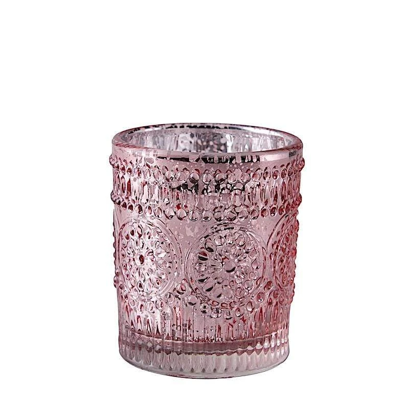 6 Pcs 2.5" Mercury Glass Votive Candle Holders With Primrose Design 10 6 Pcs 2.5" Mercury Glass Votive Candle Holders With Primrose Design - Image 8