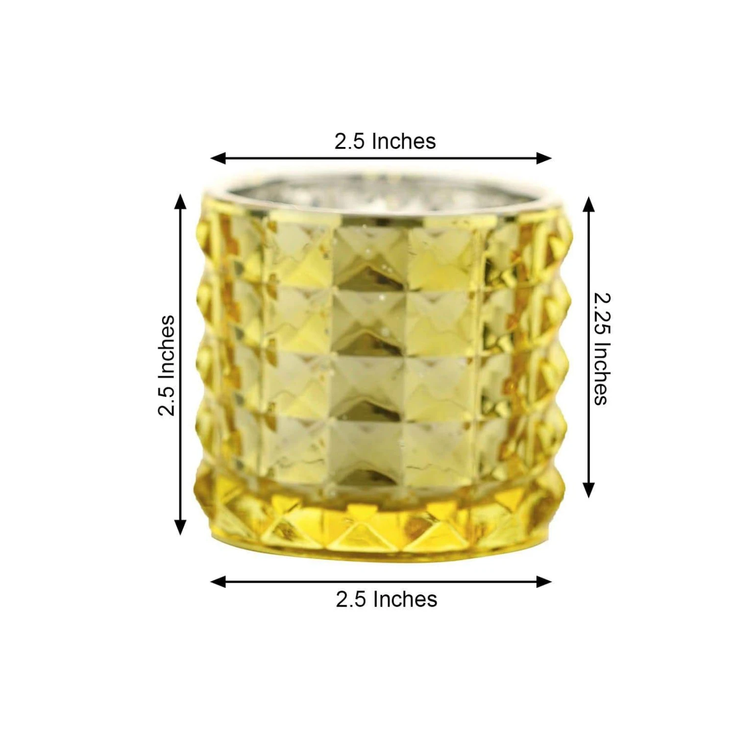 6 Pcs 2.5" Round Studded Mercury Glass Votive Candle Holders 4 6 Pcs 2.5" Round Studded Mercury Glass Votive Candle Holders - Image 2