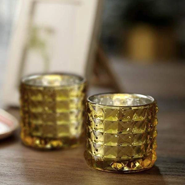 6 Pcs 2.5" Round Studded Mercury Glass Votive Candle Holders 9 6 Pcs 2.5" Round Studded Mercury Glass Votive Candle Holders - Image 7