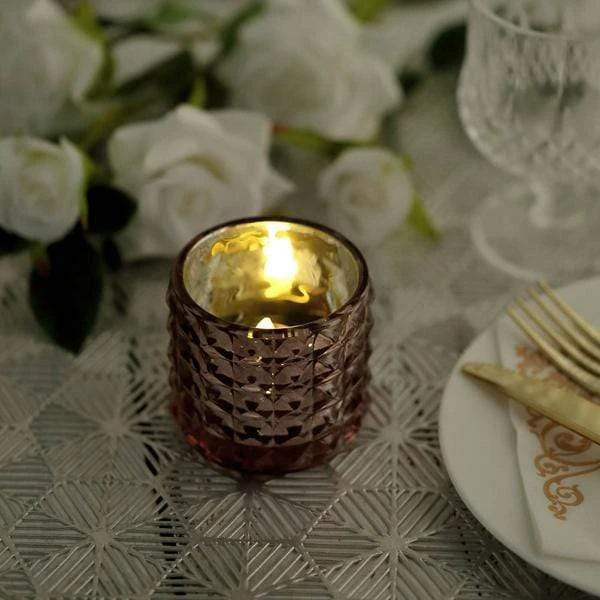 6 Pcs 2.5" Round Studded Mercury Glass Votive Candle Holders 17 6 Pcs 2.5" Round Studded Mercury Glass Votive Candle Holders - Image 15