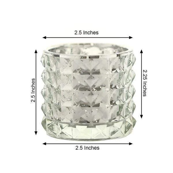 6 Pcs 2.5" Round Studded Mercury Glass Votive Candle Holders 22 6 Pcs 2.5" Round Studded Mercury Glass Votive Candle Holders - Image 20