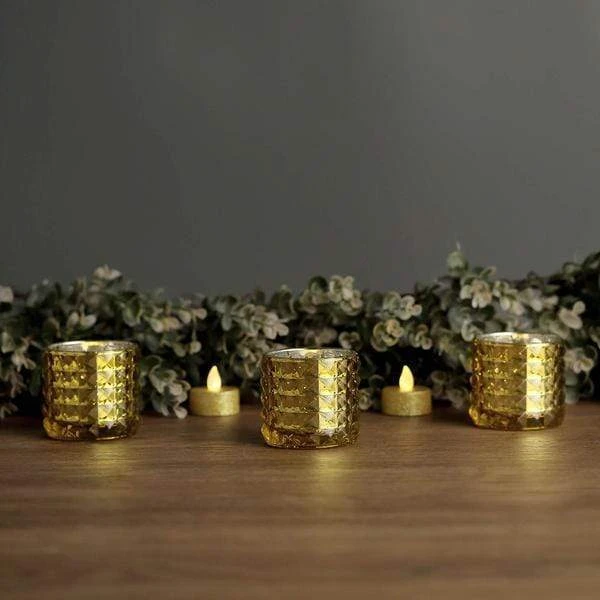 6 Pcs 2.5" Round Studded Mercury Glass Votive Candle Holders 11 6 Pcs 2.5" Round Studded Mercury Glass Votive Candle Holders - Image 9