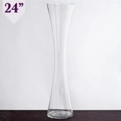 6 Pcs 24" Tall Hourglass Shaped Glass Wedding Vases - Clear