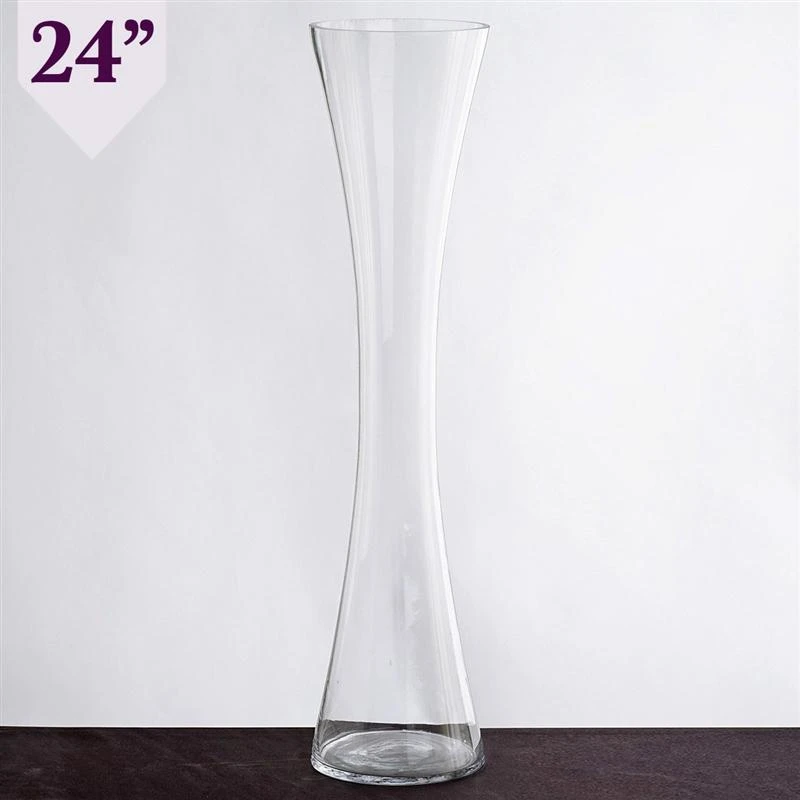 6 Pcs 24" Tall Hourglass Shaped Glass Wedding Vases - Clear 3 6 Pcs 24" Tall Hourglass Shaped Glass Wedding Vases - Clear
