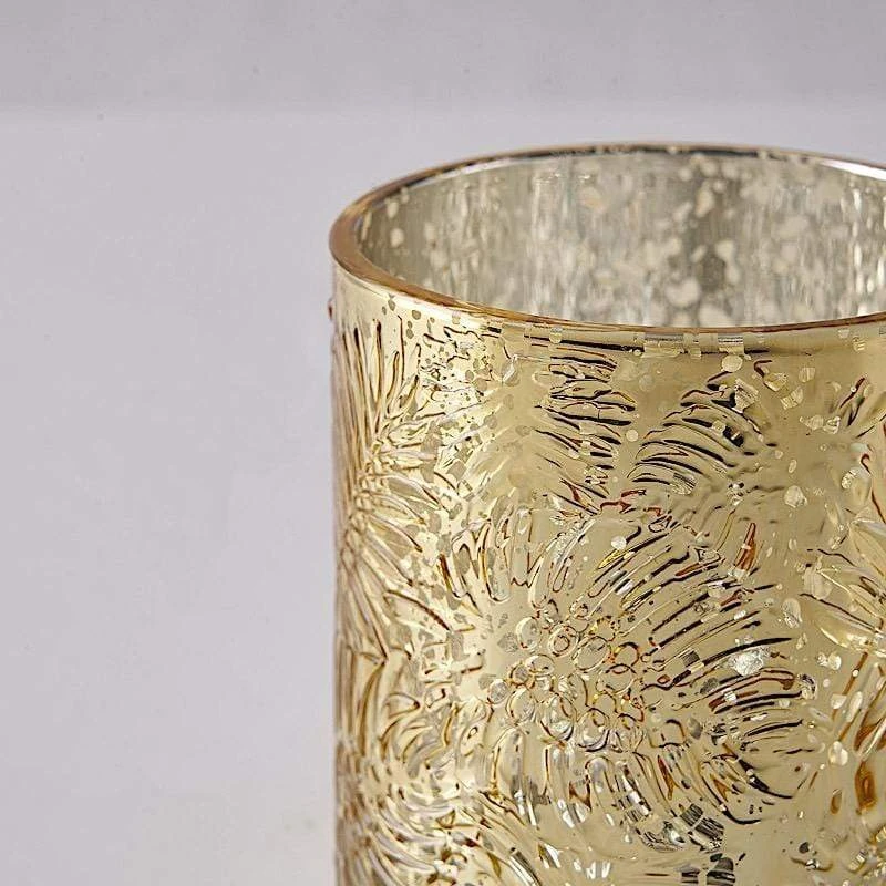 6 Pcs 3" Mercury Glass Votive Candle Holders With Leaves Design 12 6 Pcs 3" Mercury Glass Votive Candle Holders With Leaves Design - Image 10