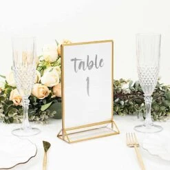 6 Acrylic 5"x9" Frame Freestanding Double Sided Table Sign Holders - Gold And Clear -Optimal Home Decoration 6 pcs 5 x9 acrylic freestanding table sign holders gold and clear fav board05 5x7 clrgd 30737571872831