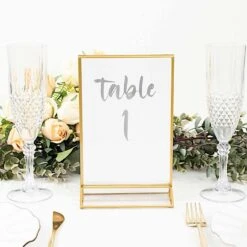 6 Acrylic 5"x9" Frame Freestanding Double Sided Table Sign Holders - Gold And Clear -Optimal Home Decoration 6 pcs 5 x9 acrylic freestanding table sign holders gold and clear fav board05 5x7 clrgd 30737571905599