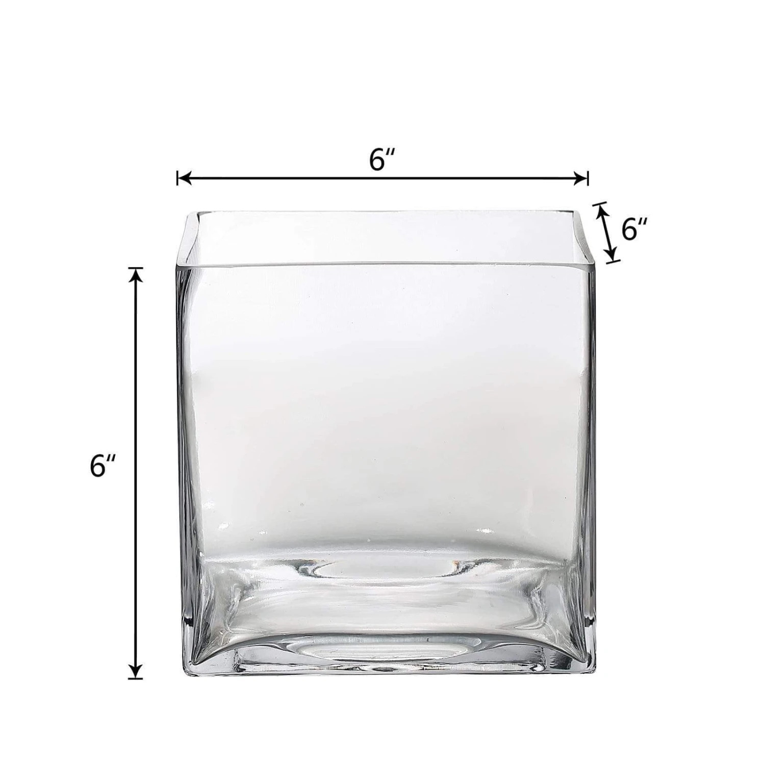 6 Pcs 6" Tall Glass Cube Wedding Centerpieces Vases - Clear 4 6 Pcs 6" Tall Glass Cube Wedding Centerpieces Vases - Clear - Image 2