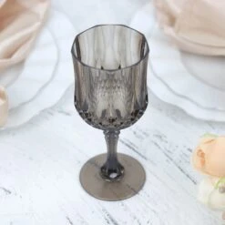 6 Plastic 8 Oz Crystal Cut Goblets Wine Glasses - Disposable Tableware 26 6 Plastic 8 Oz Crystal Cut Goblets Wine Glasses - Disposable Tableware -Optimal Home Decoration 6 pcs 8 oz crystal cut plastic wine glasses disposable tableware 30738853625919