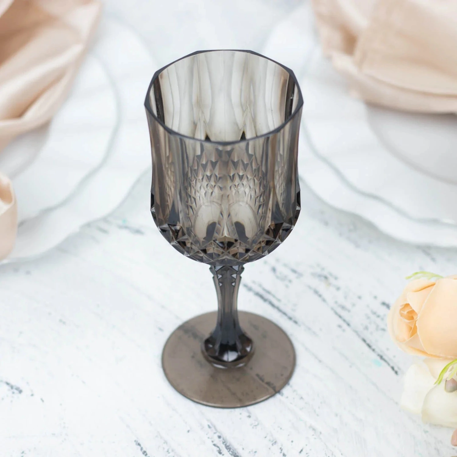 6 Plastic 8 Oz Crystal Cut Goblets Wine Glasses - Disposable Tableware 10 6 Plastic 8 Oz Crystal Cut Goblets Wine Glasses - Disposable Tableware - Image 8