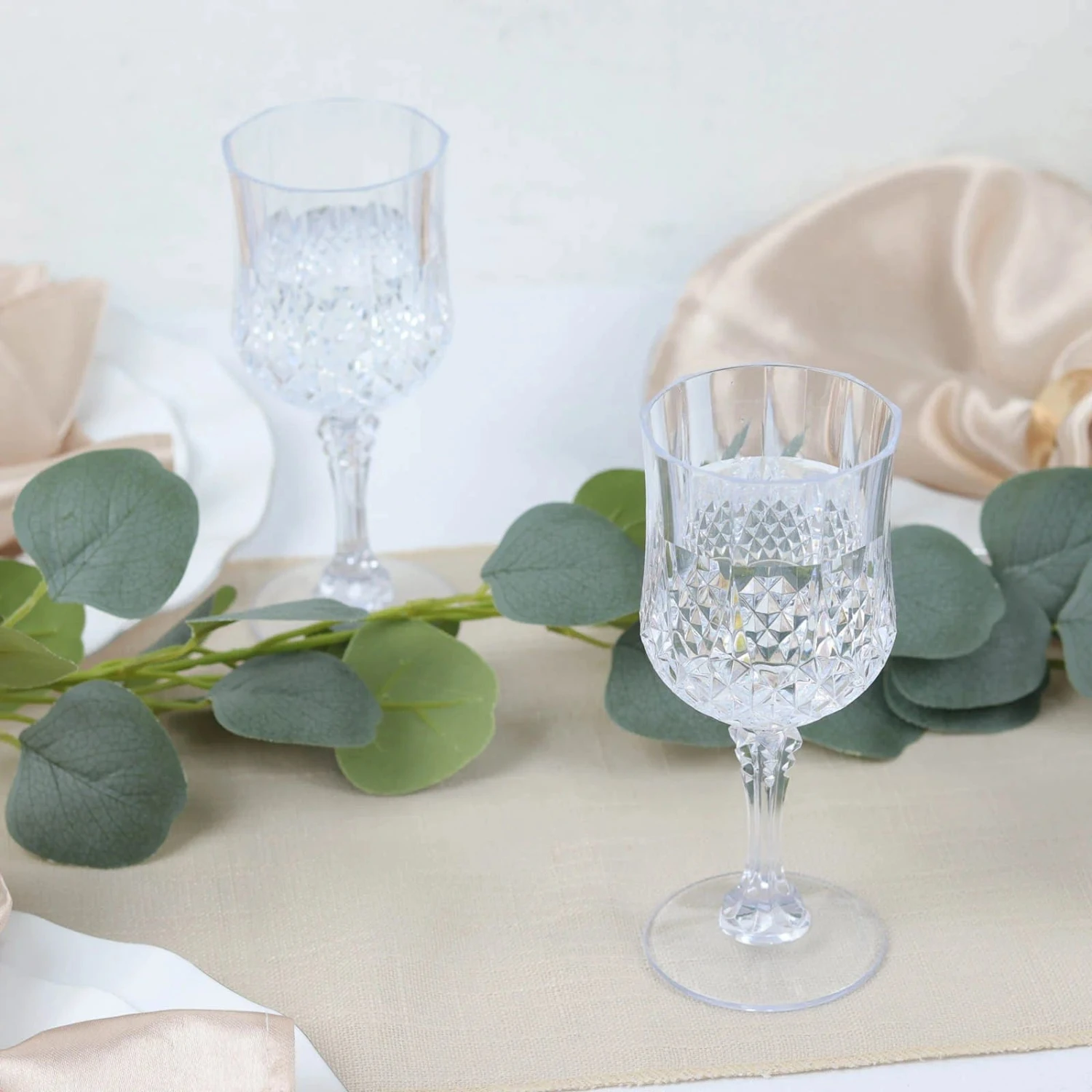 6 Plastic 8 Oz Crystal Cut Goblets Wine Glasses - Disposable Tableware 16 6 Plastic 8 Oz Crystal Cut Goblets Wine Glasses - Disposable Tableware - Image 14