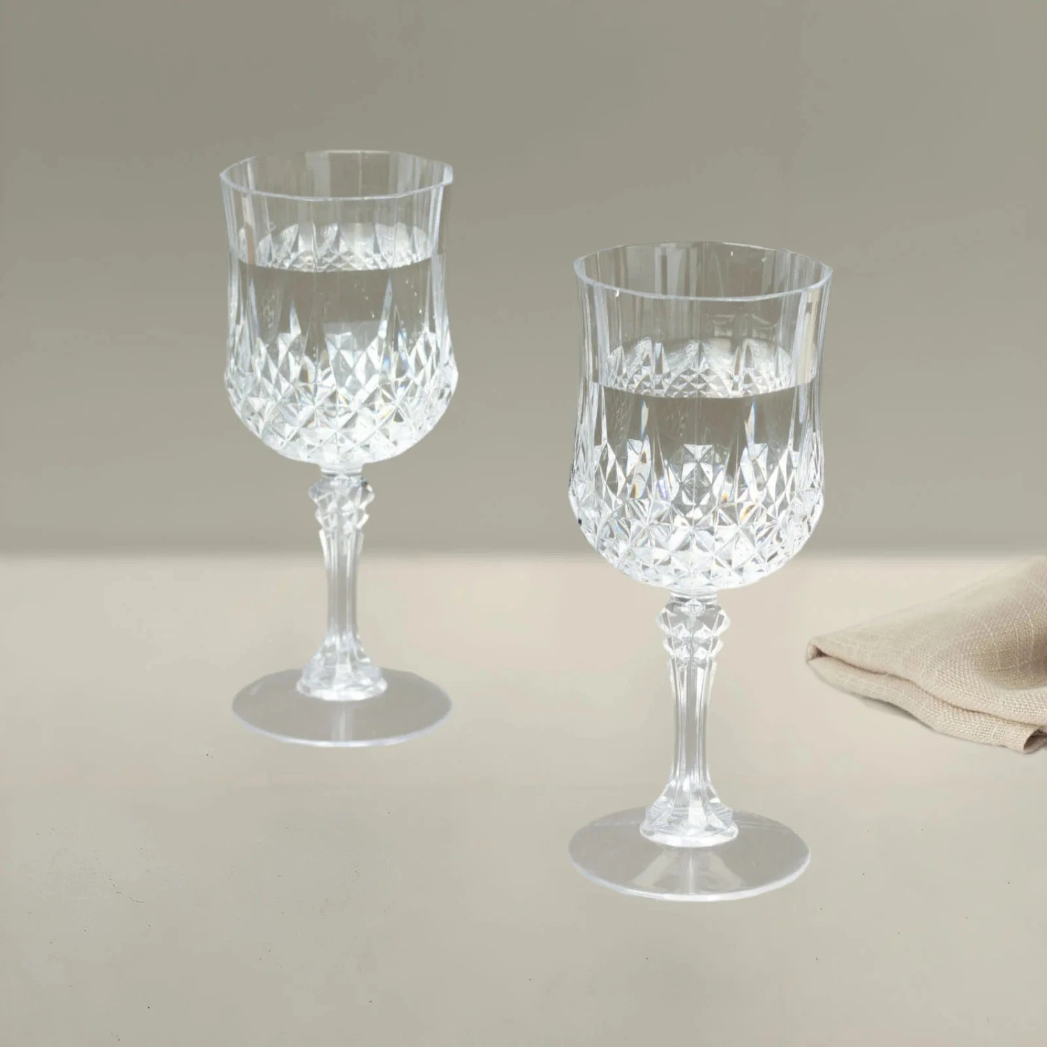 6 Plastic 8 Oz Crystal Cut Goblets Wine Glasses - Disposable Tableware 19 6 Plastic 8 Oz Crystal Cut Goblets Wine Glasses - Disposable Tableware - Image 17