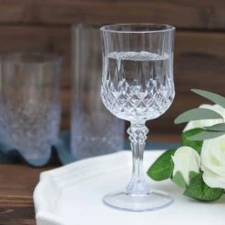 6 Plastic 8 Oz Crystal Cut Goblets Wine Glasses - Disposable Tableware 37 6 Plastic 8 Oz Crystal Cut Goblets Wine Glasses - Disposable Tableware -Optimal Home Decoration 6 pcs 8 oz crystal cut plastic wine glasses disposable tableware 30738854346815