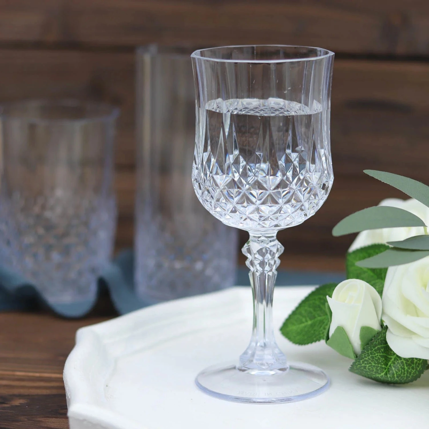 6 Plastic 8 Oz Crystal Cut Goblets Wine Glasses - Disposable Tableware 18 6 Plastic 8 Oz Crystal Cut Goblets Wine Glasses - Disposable Tableware - Image 16