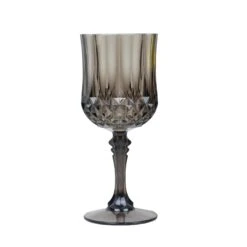 6 Plastic 8 Oz Crystal Cut Goblets Wine Glasses - Disposable Tableware