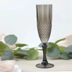 6 Pcs 8 Oz Crystal Plastic Champagne Flute Glasses - Disposable Tableware -Optimal Home Decoration 6 pcs 8 oz crystal plastic champagne flute glasses disposable tableware 30737417207871