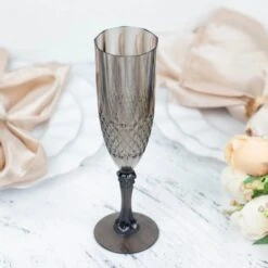 6 Pcs 8 Oz Crystal Plastic Champagne Flute Glasses - Disposable Tableware -Optimal Home Decoration 6 pcs 8 oz crystal plastic champagne flute glasses disposable tableware 30737417535551