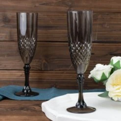 6 Pcs 8 Oz Crystal Plastic Champagne Flute Glasses - Disposable Tableware -Optimal Home Decoration 6 pcs 8 oz crystal plastic champagne flute glasses disposable tableware 30737417601087