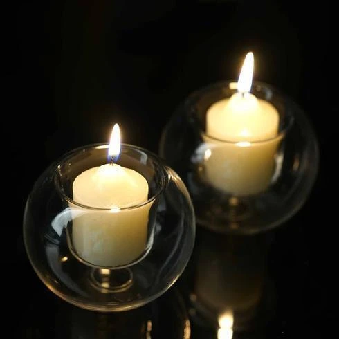 6 Pcs Glass Globe Votive Candle Holders - Clear 4 6 Pcs Glass Globe Votive Candle Holders - Clear - Image 2