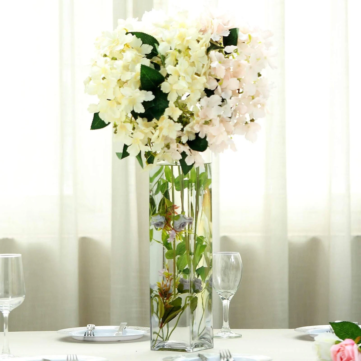 6 Pcs Glass Square Vases Wedding Centerpieces - Clear 4 6 Pcs Glass Square Vases Wedding Centerpieces - Clear - Image 2