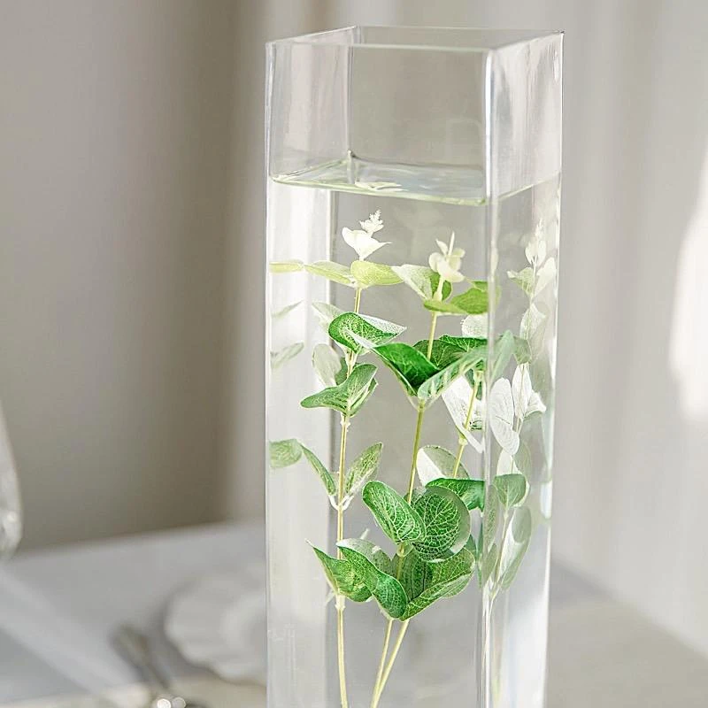 6 Pcs Glass Square Vases Wedding Centerpieces - Clear 9 6 Pcs Glass Square Vases Wedding Centerpieces - Clear - Image 7