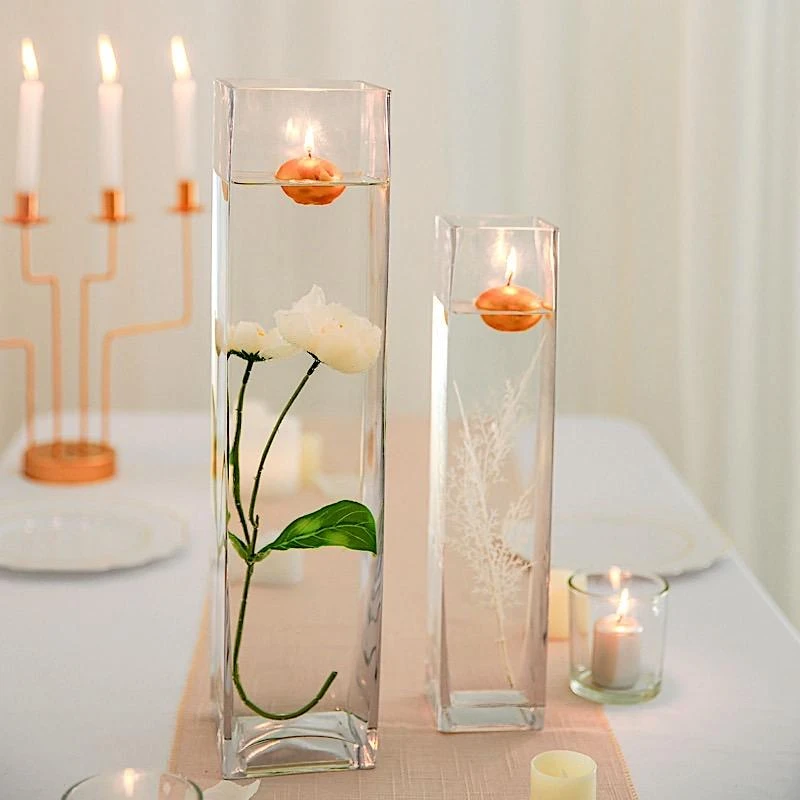 6 Pcs Glass Square Vases Wedding Centerpieces - Clear 10 6 Pcs Glass Square Vases Wedding Centerpieces - Clear - Image 8
