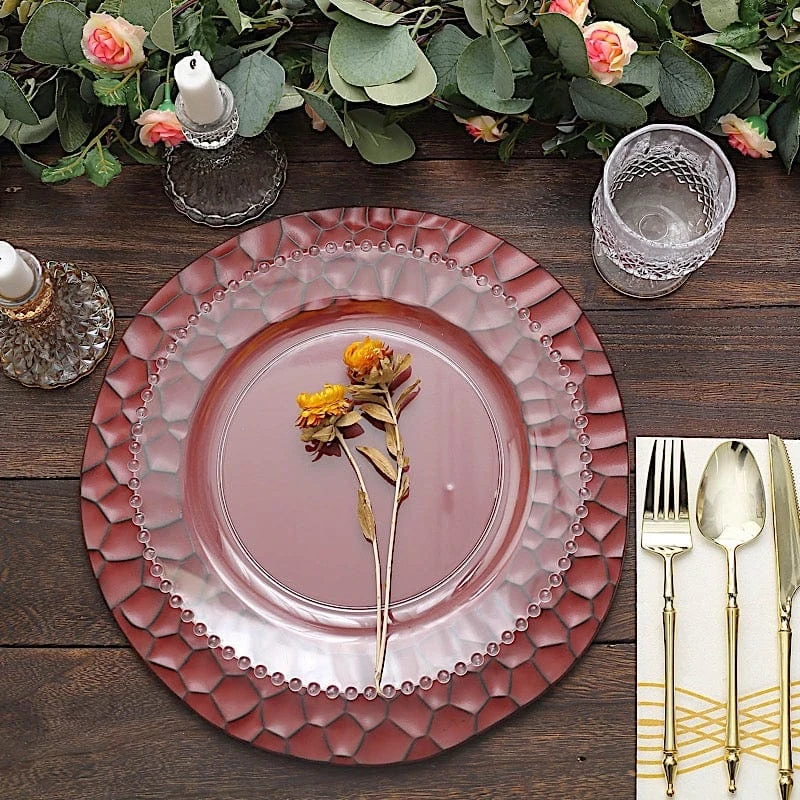 6 Plastic 13" Irregular Round Charger Plates With Animal Pattern Rim 14 6 Plastic 13" Irregular Round Charger Plates With Animal Pattern Rim - Image 12