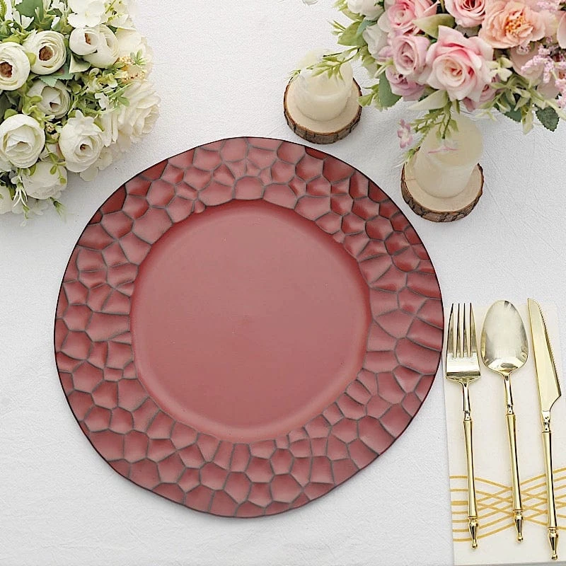 6 Plastic 13" Irregular Round Charger Plates With Animal Pattern Rim 5 6 Plastic 13" Irregular Round Charger Plates With Animal Pattern Rim - Image 3