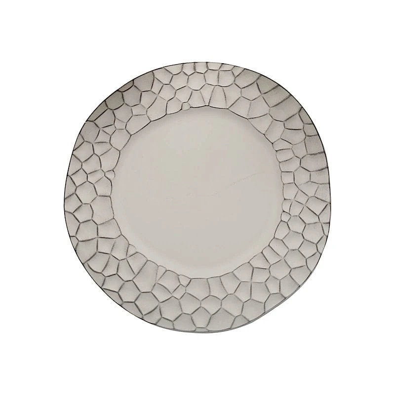 6 Plastic 13" Irregular Round Charger Plates With Animal Pattern Rim 22 6 Plastic 13" Irregular Round Charger Plates With Animal Pattern Rim - Image 20