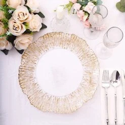 6 Round 12" Plastic Charger Plates With Reef Rim Design - Clear With Gold 23 6 Round 12" Plastic Charger Plates With Reef Rim Design - Clear With Gold -Optimal Home Decoration 6 round 12 plastic charger plates with gold reef rim clear chrg plst0044 12 clgd 31044574740543