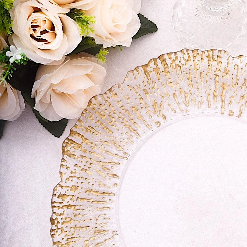 6 Round 12" Plastic Charger Plates With Reef Rim Design - Clear With Gold 13 6 Round 12" Plastic Charger Plates With Reef Rim Design - Clear With Gold - Image 11