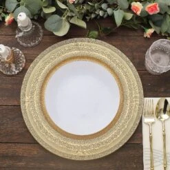 6 Round 13" Acrylic Charger Plates With Lace Embossed Rim -Optimal Home Decoration 6 round 13 acrylic charger plates with lace embossed rim 30707069878335