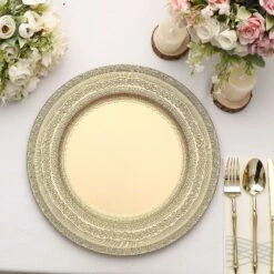 6 Round 13" Acrylic Charger Plates With Lace Embossed Rim -Optimal Home Decoration 6 round 13 acrylic charger plates with lace embossed rim 30707079512127