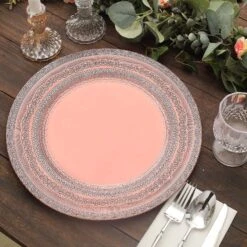 6 Round 13" Acrylic Charger Plates With Lace Embossed Rim -Optimal Home Decoration 6 round 13 acrylic charger plates with lace embossed rim 30707090522175