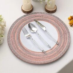 6 Round 13" Acrylic Charger Plates With Lace Embossed Rim -Optimal Home Decoration 6 round 13 acrylic charger plates with lace embossed rim 30707090587711