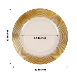 6 Round 13" Plastic Charger Plates With Lined Rim - Clear And Gold -Optimal Home Decoration 6 round 13 lined rim plastic wedding charger plates clear and gold chrg plst0030 clgd 30930769543231
