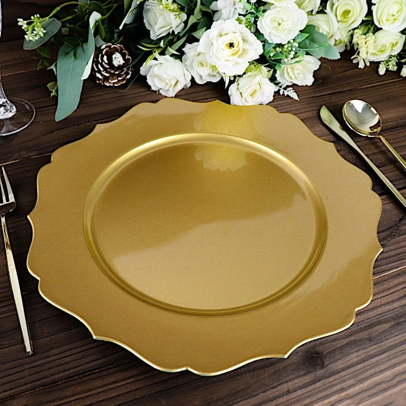6 Round 13" Metallic Acrylic Charger Plates With Scallop Rim Design 7 6 Round 13" Metallic Acrylic Charger Plates With Scallop Rim Design - Image 5