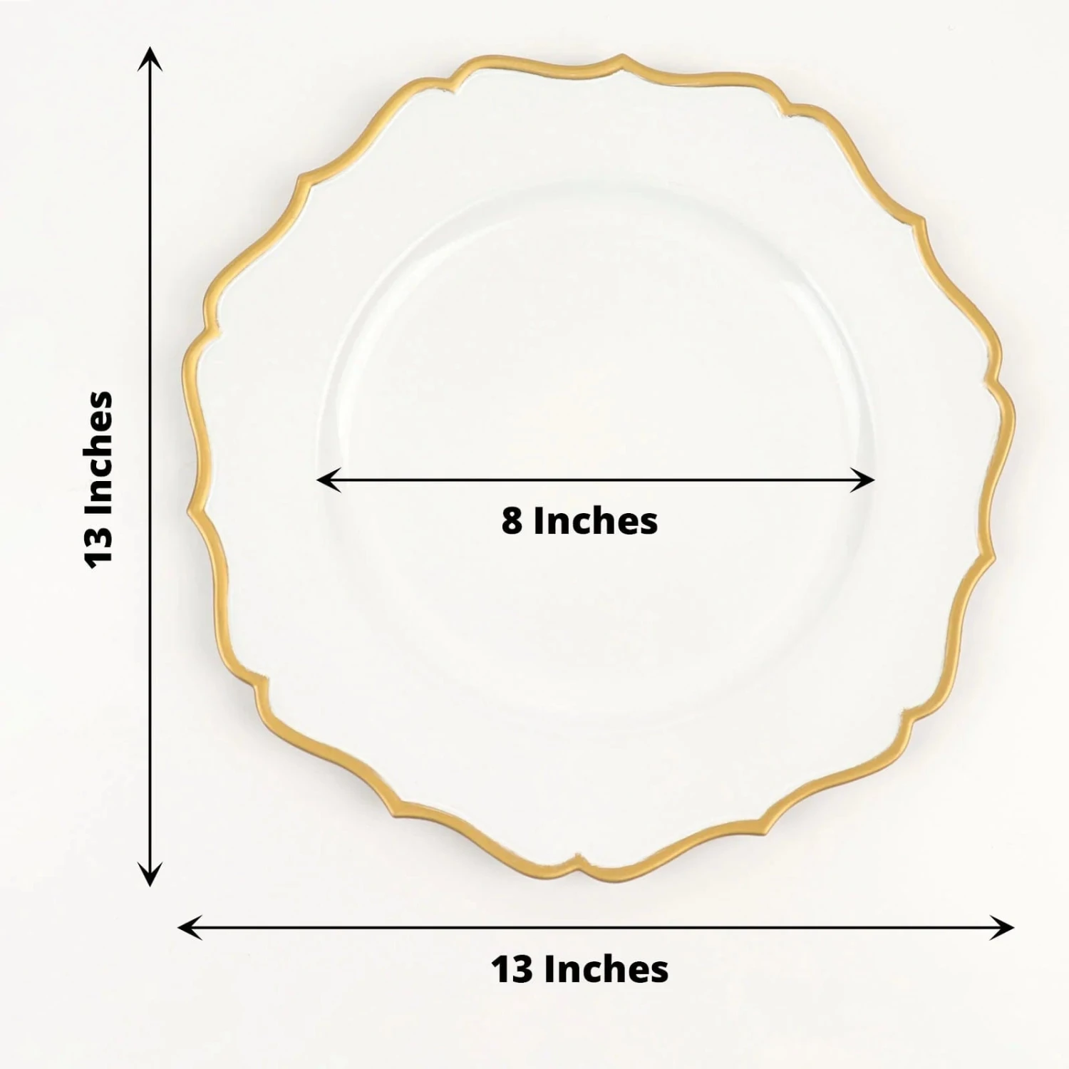 6 Round 13" Metallic Acrylic Charger Plates With Scallop Rim Design 13 6 Round 13" Metallic Acrylic Charger Plates With Scallop Rim Design - Image 11