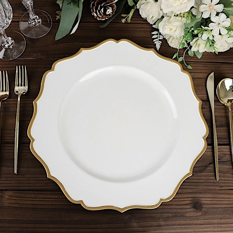 6 Round 13" Metallic Acrylic Charger Plates With Scallop Rim Design 19 6 Round 13" Metallic Acrylic Charger Plates With Scallop Rim Design - Image 17